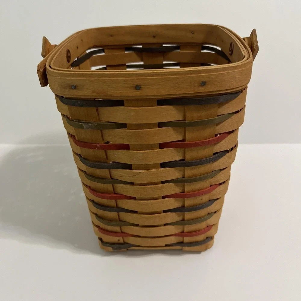 Vintage 1996 Longaberger Large Peg Basket with Moveable Handle Red Green‎ Blue